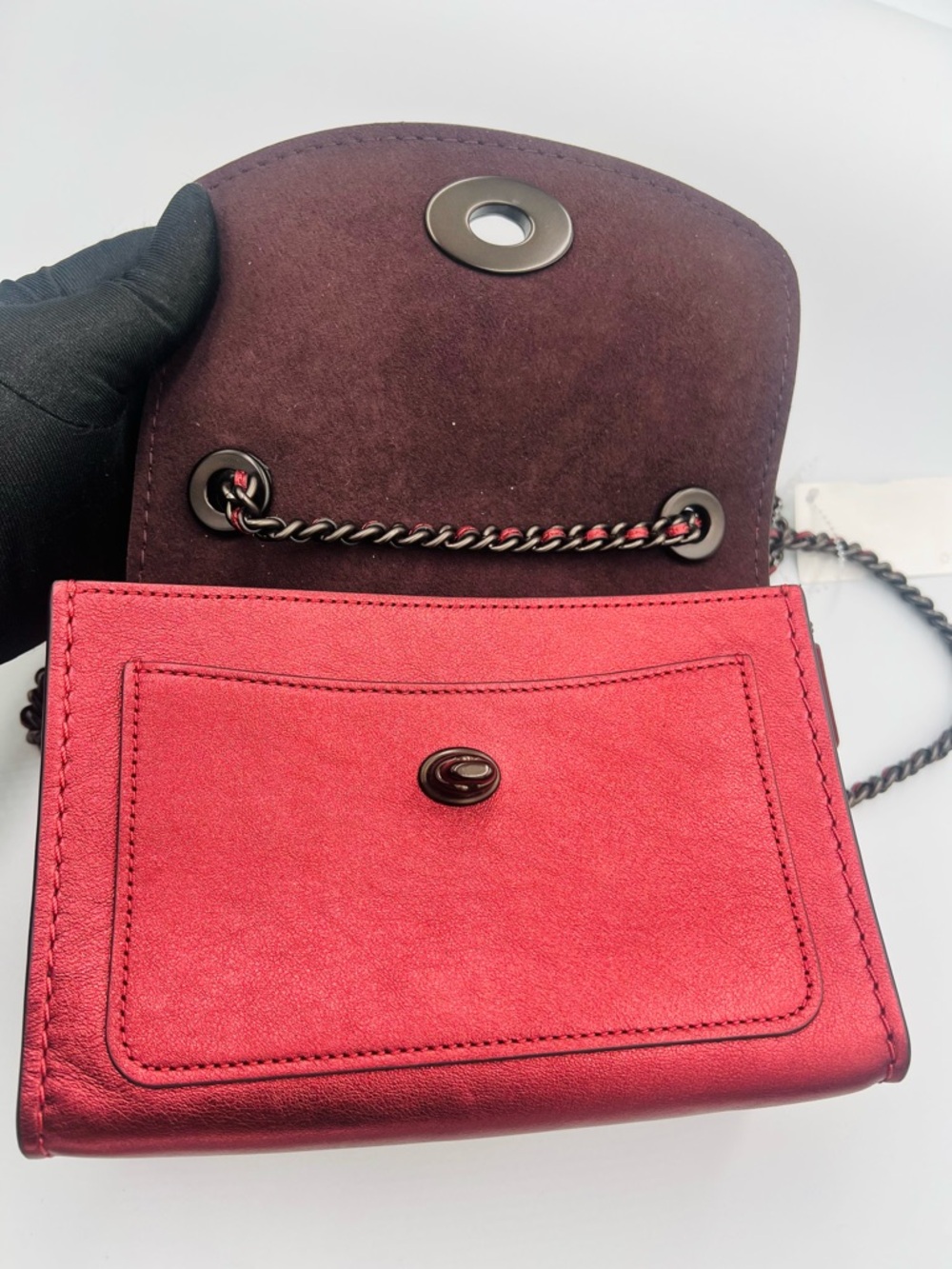 Coach Parker 18 Metallic Red Crossbody - Picture 4 of 9